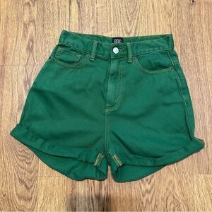 BDG green Denim Mom High Rise Shorts 25 Bright Color High Rise Rolled up hem